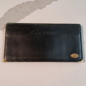 Dunhill Long Wallet Black Gold leather Mens Authentic